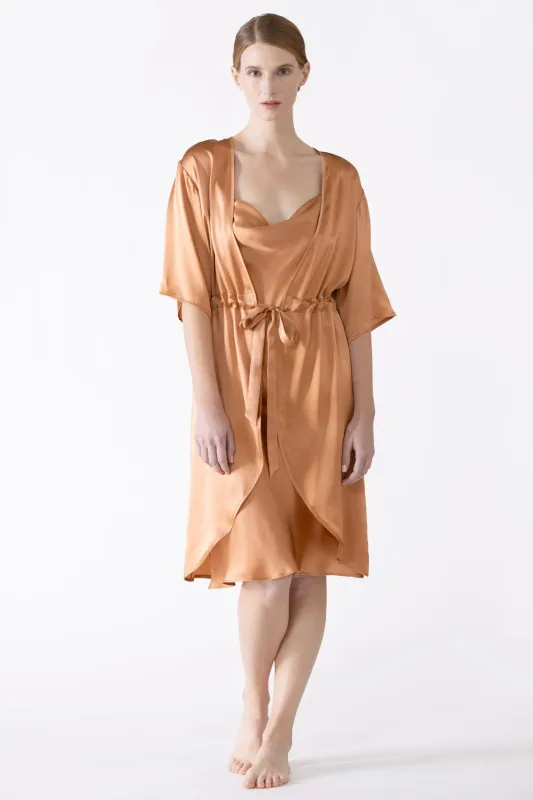 Sierra 3/4 Sleeve Front Tie Silk Robe sold by NK IMODE
