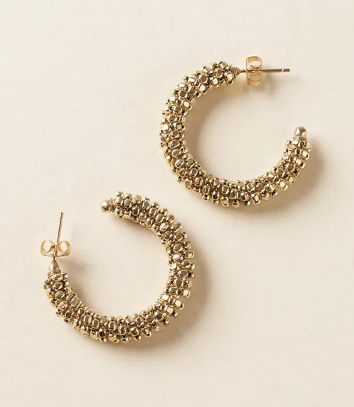 Bhavani Gold Beaded Hoop Earrings by Matr Boomie sold by Ocelot Market