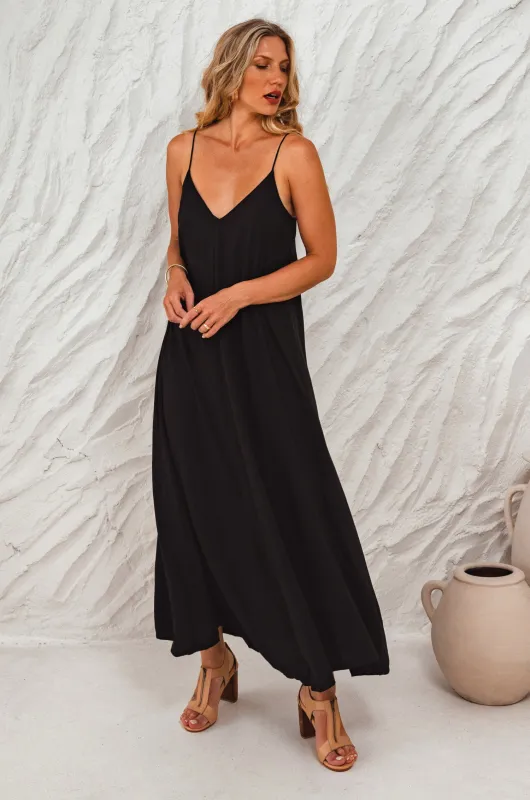Silky Wind Strappy Maxi Dress made by Ocelot Market