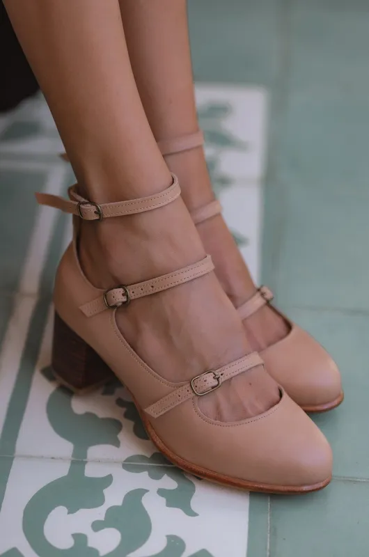 Jardin Block Heel Leather Pumps sold by Ocelot Market