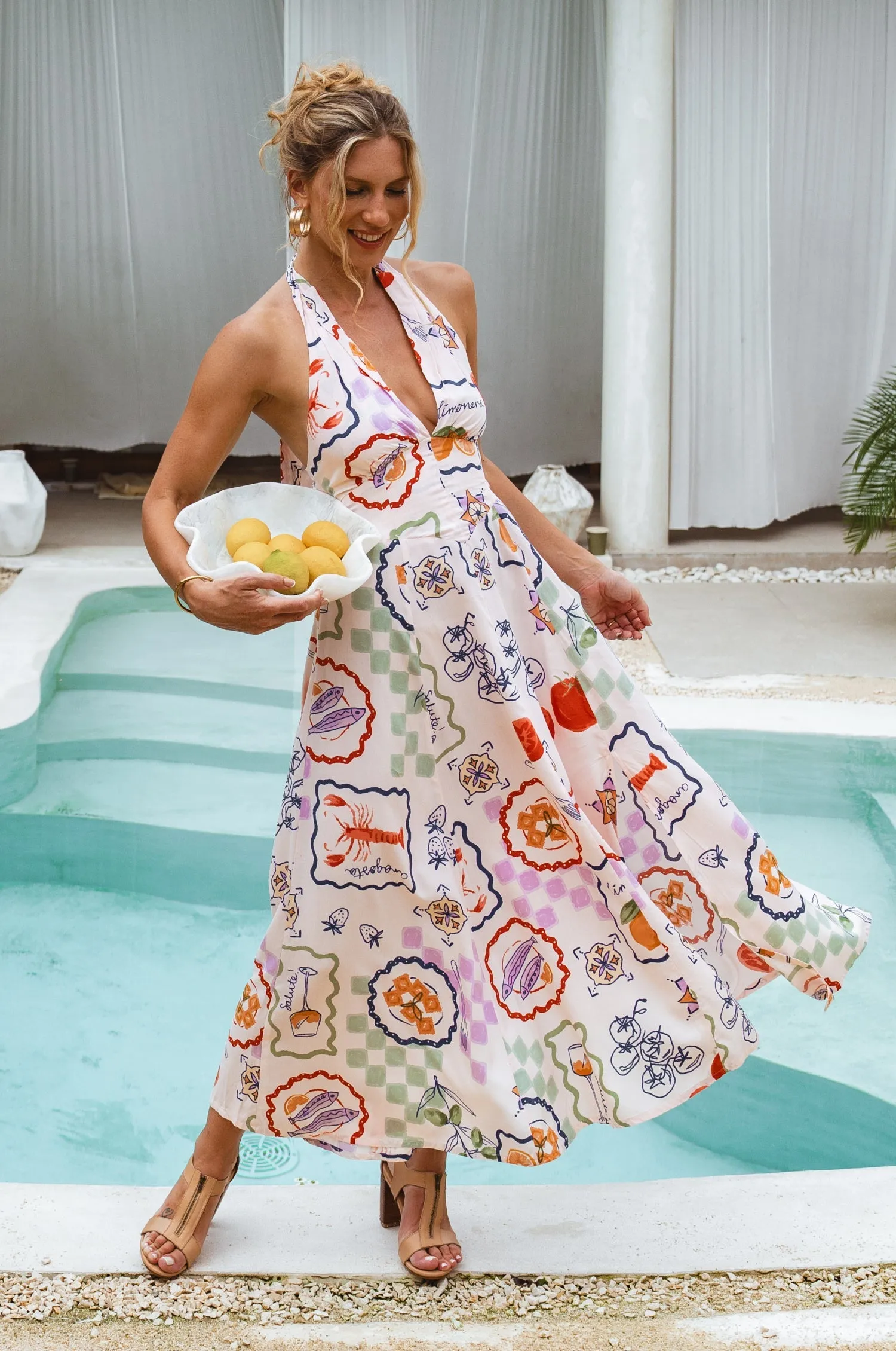 Costa Brava Halterneck Maxi Dress sold by Ocelot Market