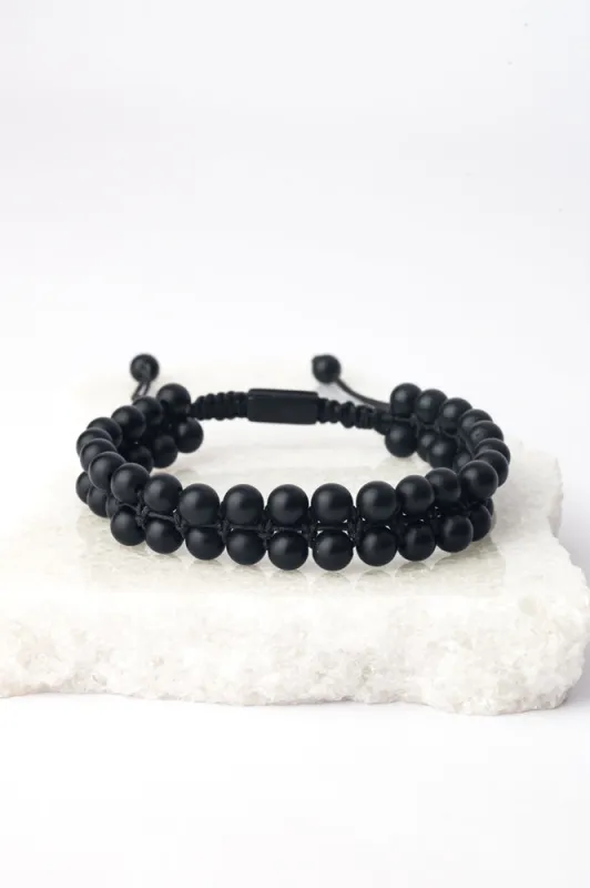 Helix Matte Black Agate Rope Beaded Bracelet sold by Ocelot Market