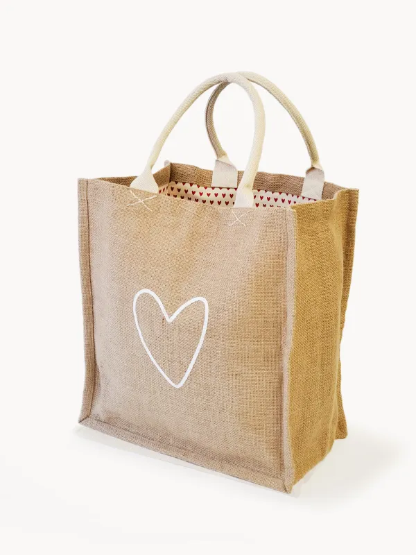 Jute Canvas Market Bag - Love sold by Ocelot Market