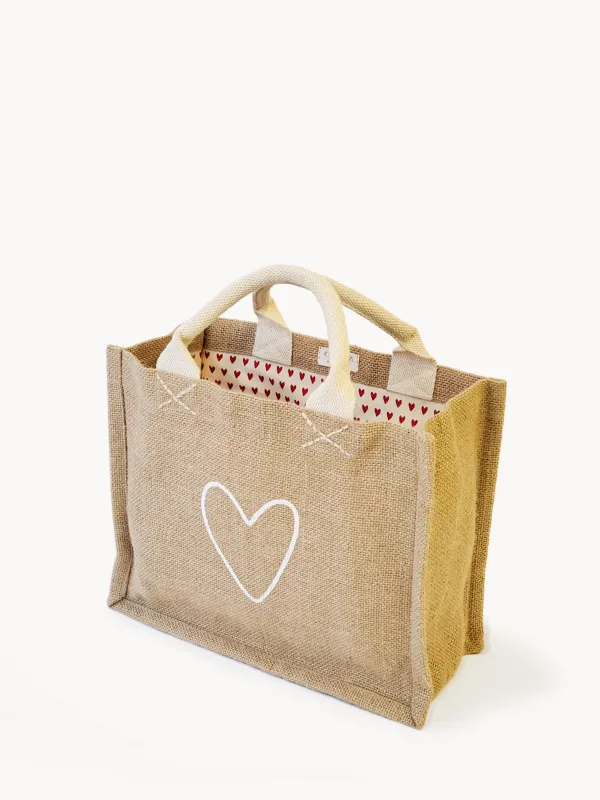 Jute Canvas Gift Bag - Love sold by Ocelot Market