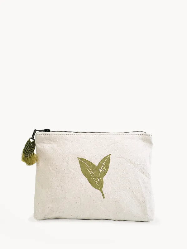 Hand Screen Printed Cotton Canvas Pouch - Nature sold by Ocelot Market