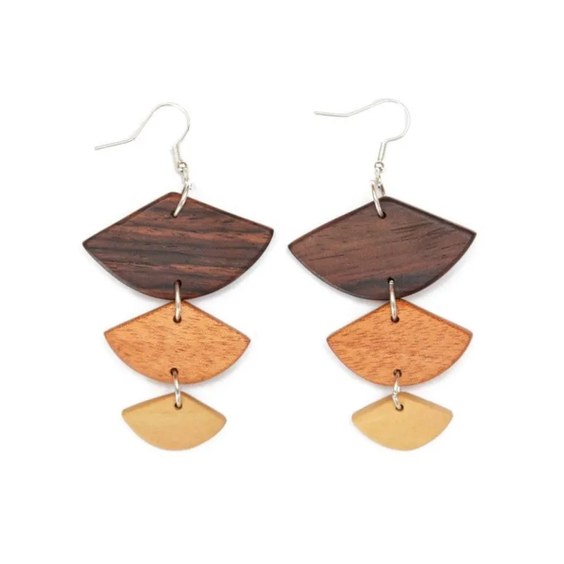 Golden Wood Geometric Earrings made by Ocelot Market