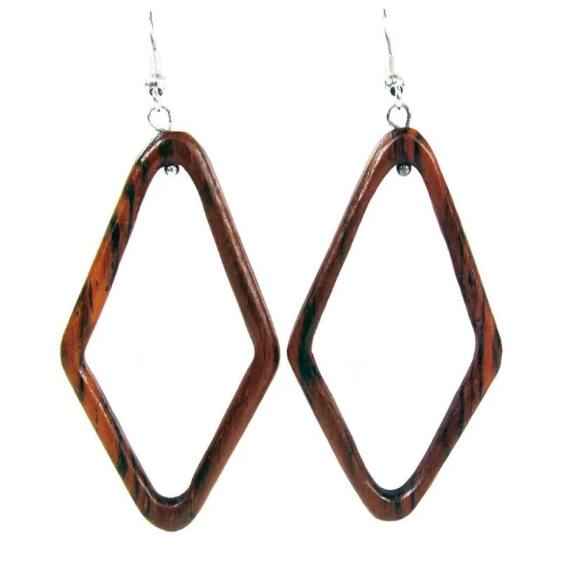 Wood Diamond Hoop Earrings sold by Ocelot Market