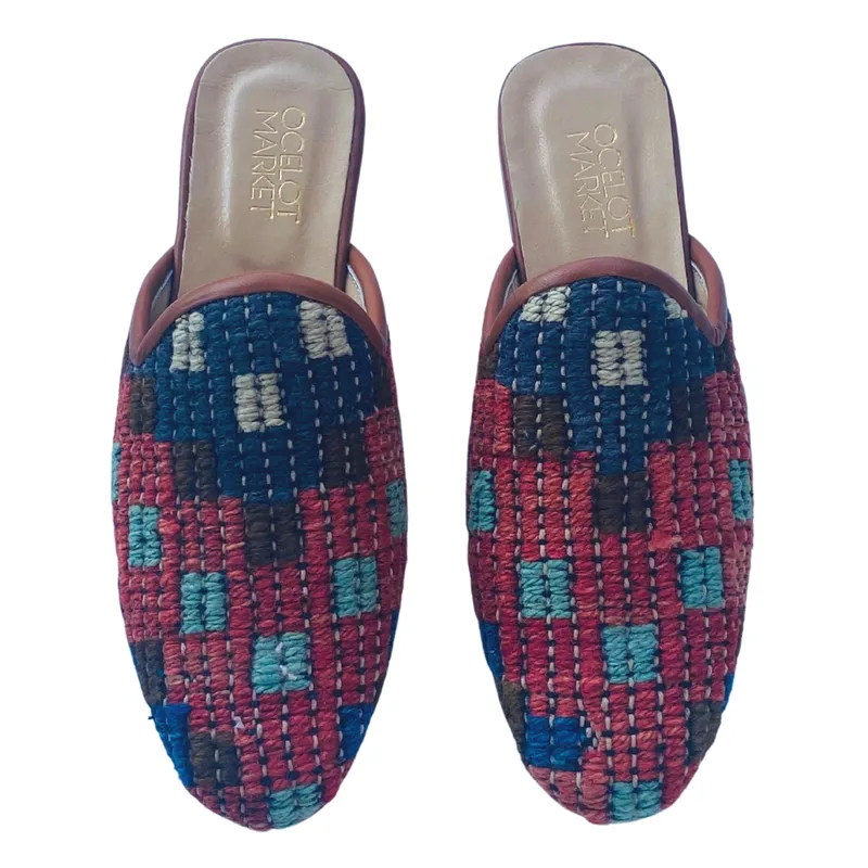 Men's Turkish Kilim Mule 9 - Red, Blue, Brown 9 US/42 EU sold by Ocelot Market