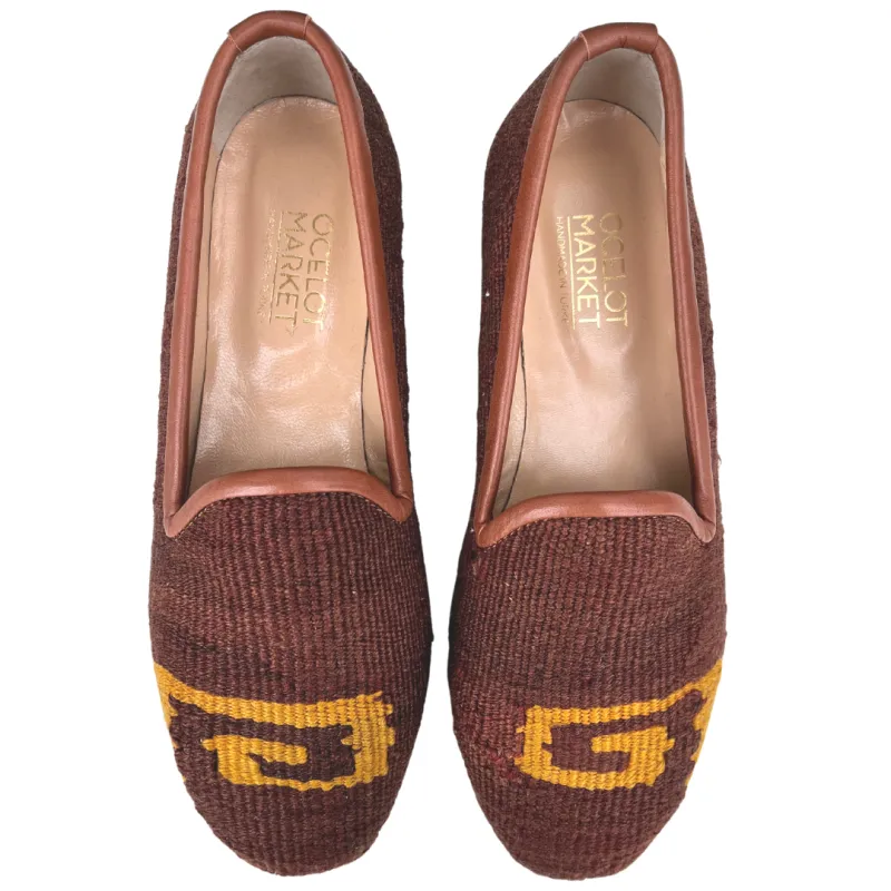 Women's Turkish Kilim Loafer Brown with Gold 9 US/40 EU sold by Ocelot Market