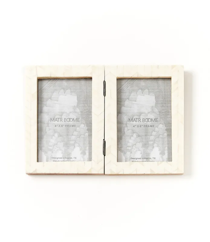 Artemis 4x6 Double Picture Frame - Handcrafted Bone by Matr Boomie sold by Ocelot Market