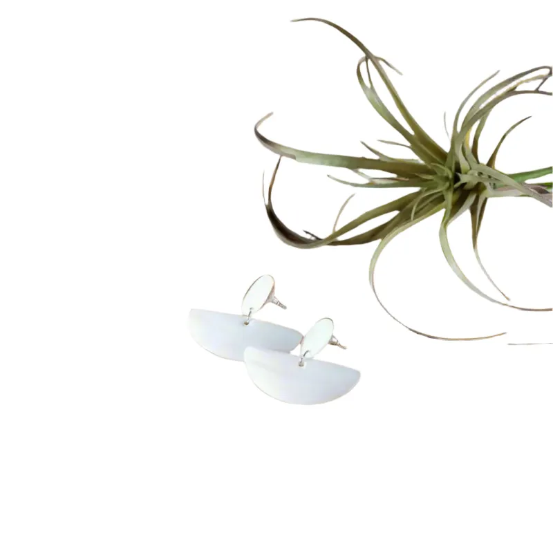 Geometric Earrings, Pearl White - Mother-of-Pearl Jewelry sold by Ocelot Market