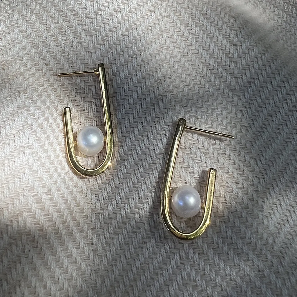 J Hoop Freshwater Pearl Earrings sold by Ocelot Market product image thumbnail 3