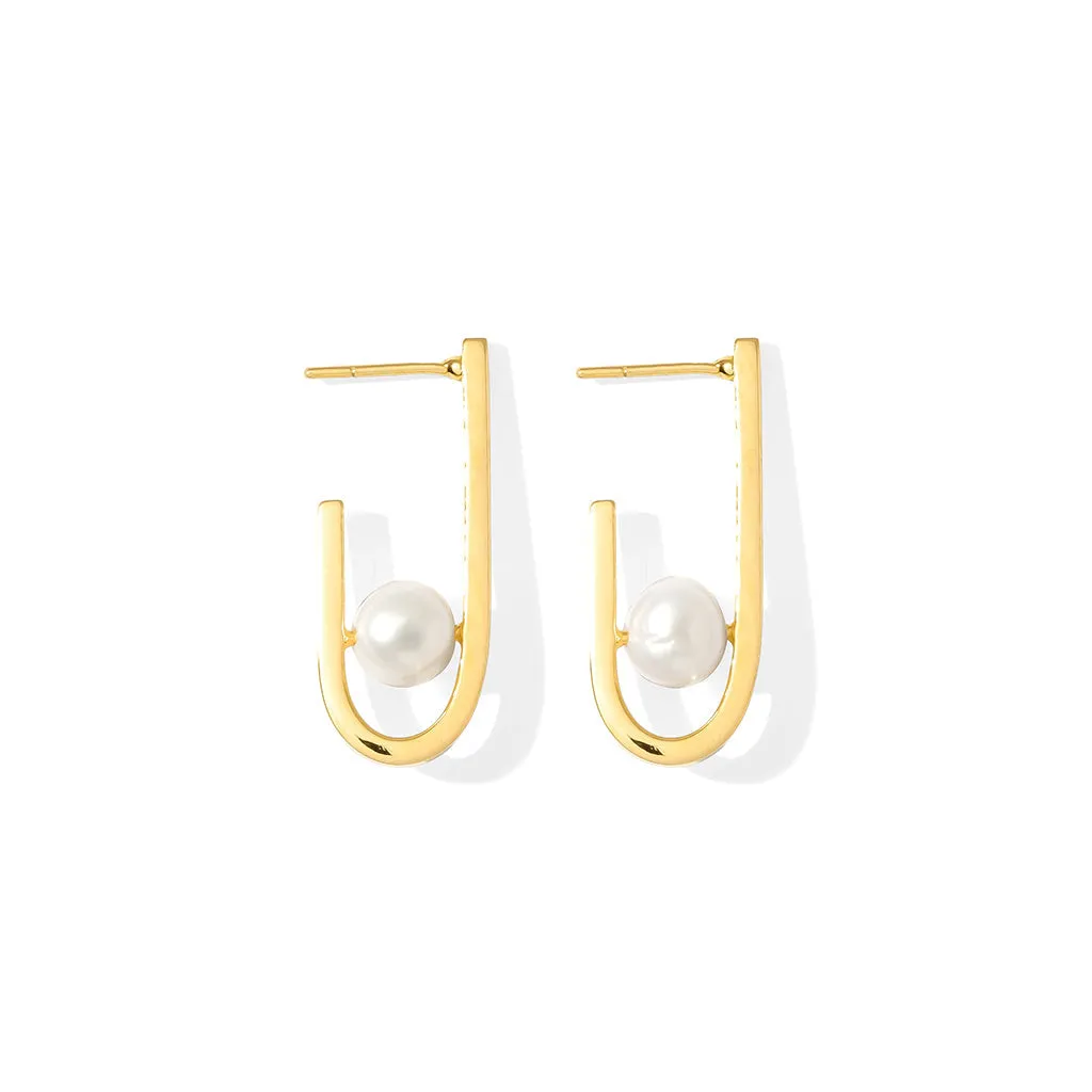 J Hoop Freshwater Pearl Earrings sold by Ocelot Market