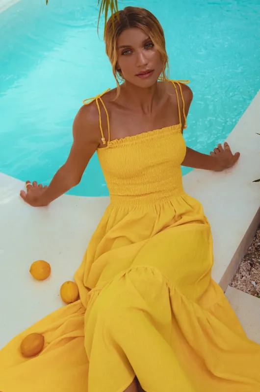 Paradiso Strappy Linen Midi Dress sold by Ocelot Market