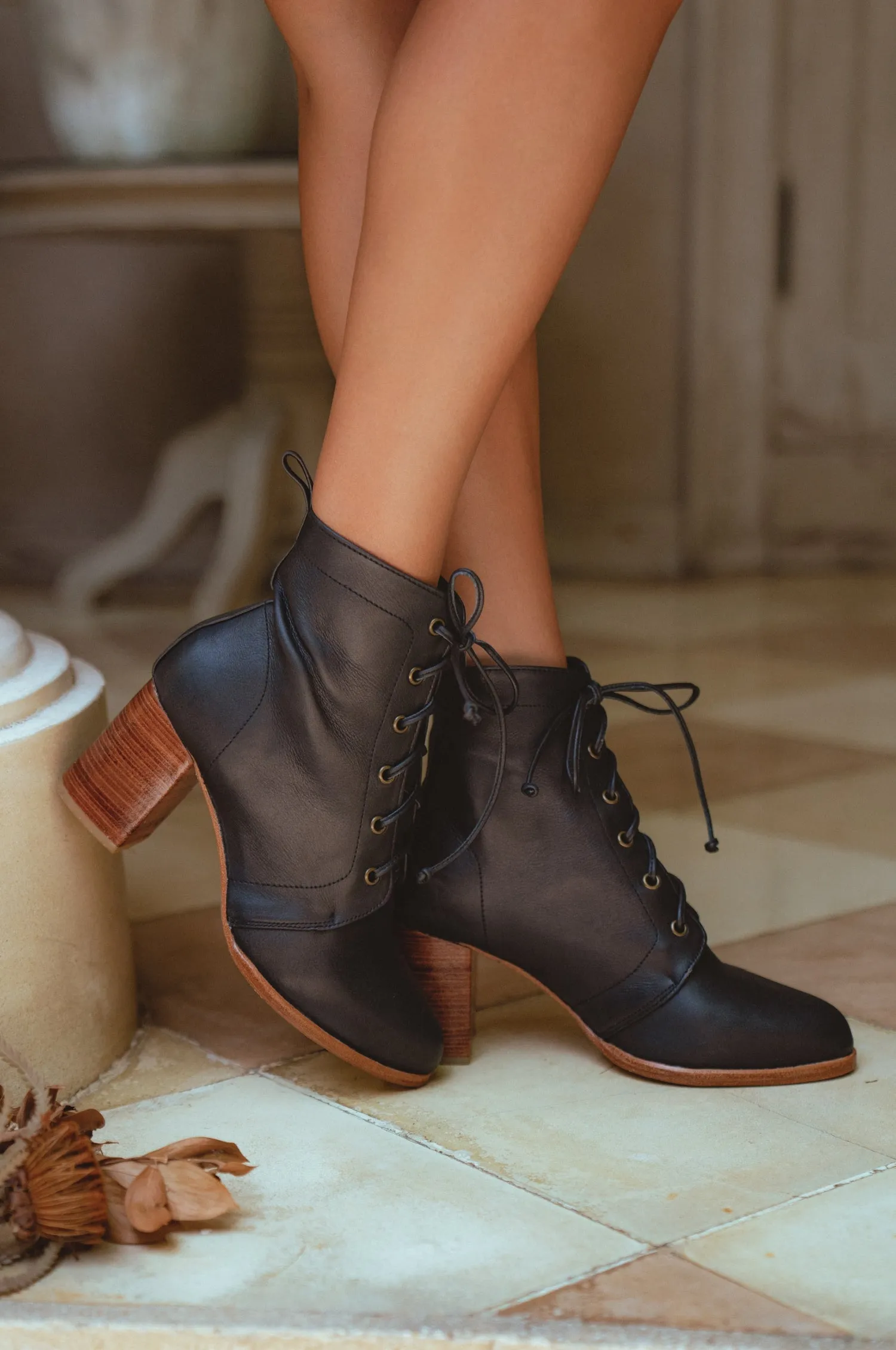 Giselle Leather Heel Booties sold by Ocelot Market