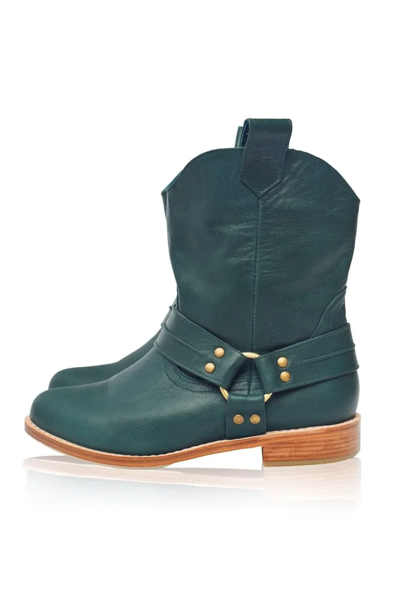 Cali Leather Boots in Emerald sold by Ocelot Market product image thumbnail 3