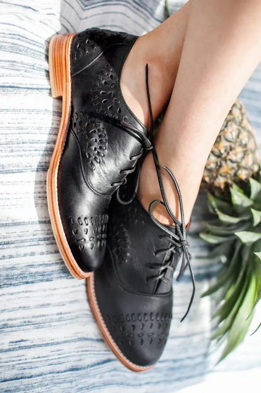 Heartbreak Leather Oxfords in Black sold by Ocelot Market