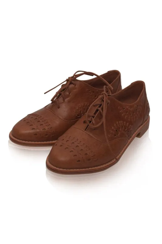 Heartbreak Leather Oxfords in Vintage Camel sold by Ocelot Market