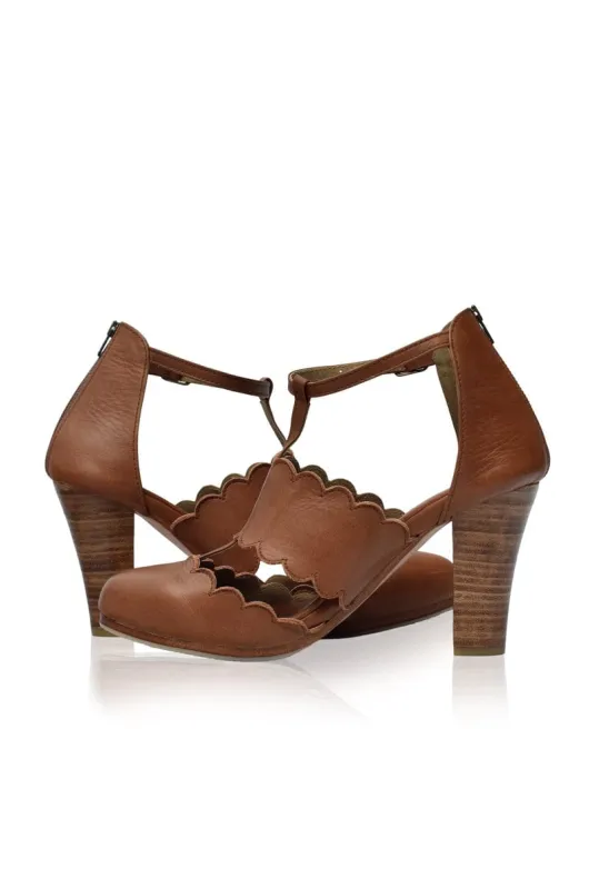 Incognito Leather Heels in Vintage Camel sold by Ocelot Market