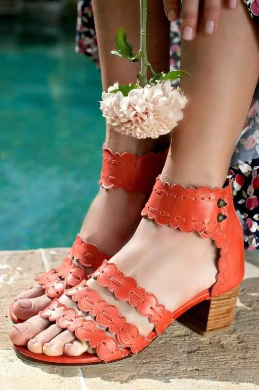 Seaside Leather Sandals in Vintage Red sold by Ocelot Market