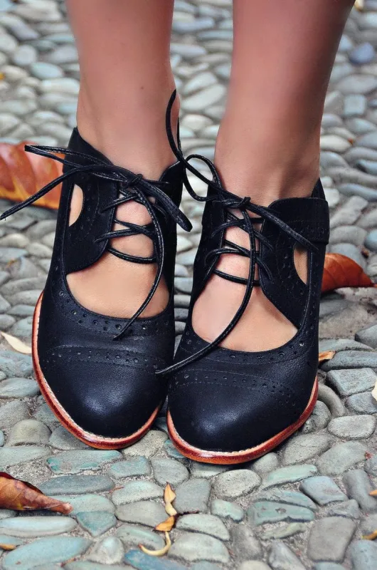 Stockholm Oxford Wedges in Black sold by Ocelot Market