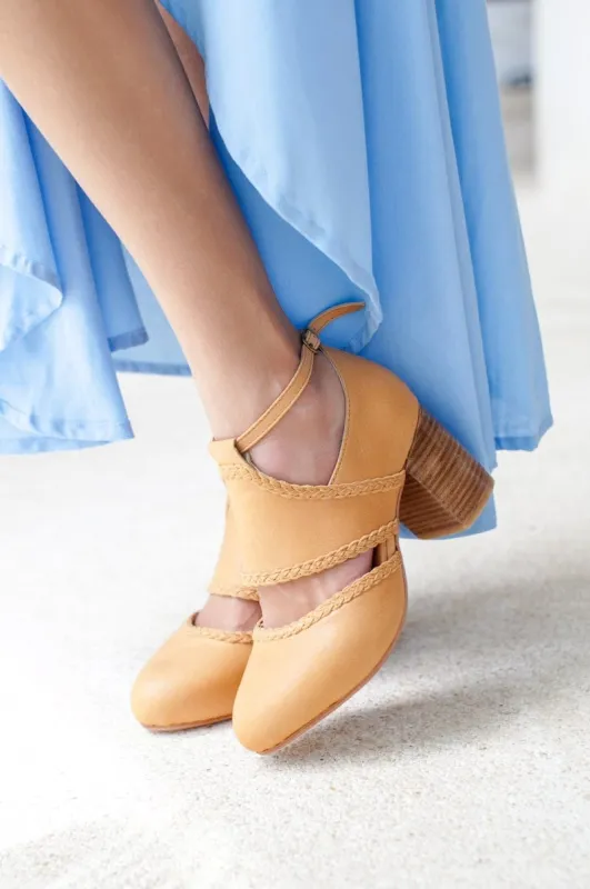 Serenity Leather Heels in Light Tan sold by Ocelot Market