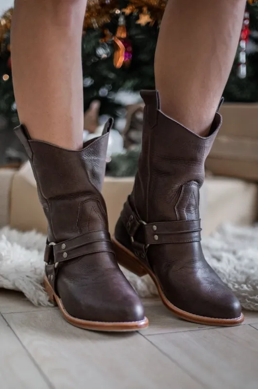 Cali Leather Boots in Dark Brown sold by Ocelot Market