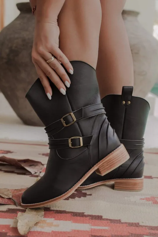 Barcelona Leather Boots in Black sold by Ocelot Market