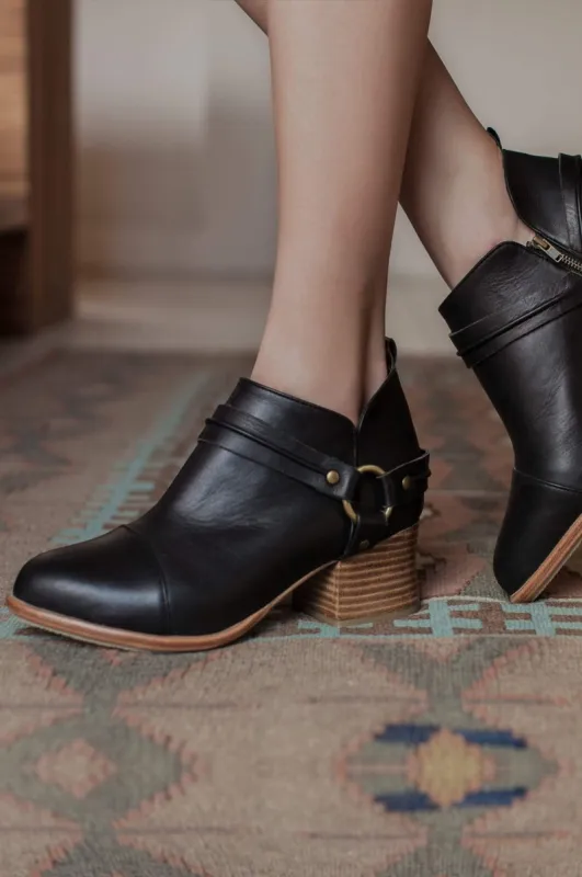 Dasha Low Ankle Booties in Black sold by Ocelot Market