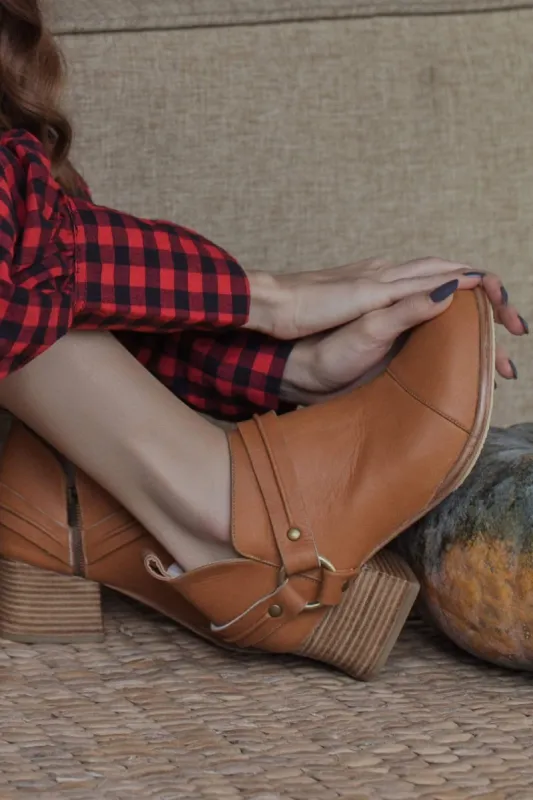 Dasha Low Ankle Booties in Dark Tan sold by Ocelot Market