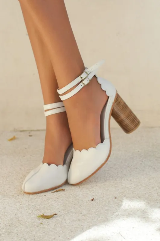 Flamingo Leather Heels in White sold by Ocelot Market