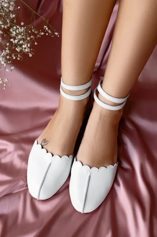 Venus Leather Flats in White sold by Ocelot Market