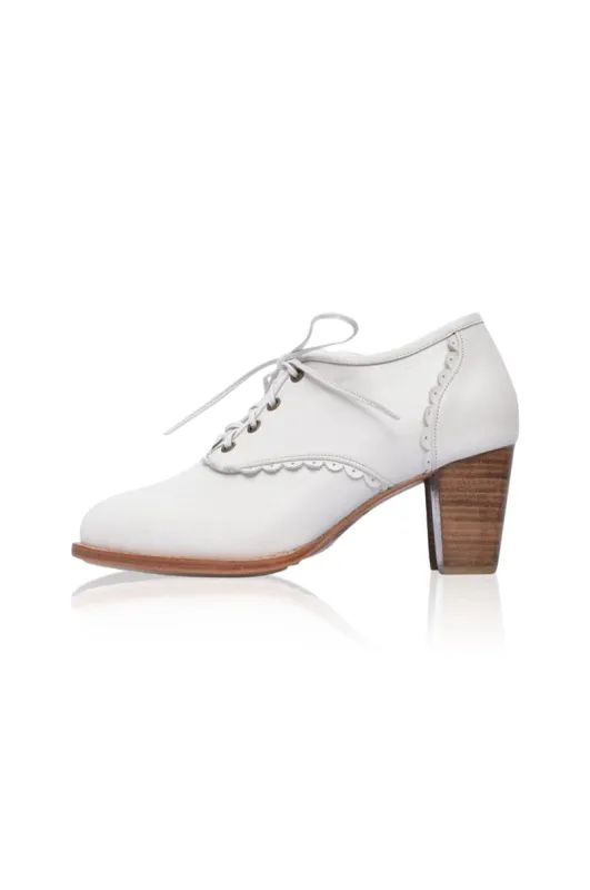 Lace Oxford Heels in White sold by Ocelot Market
