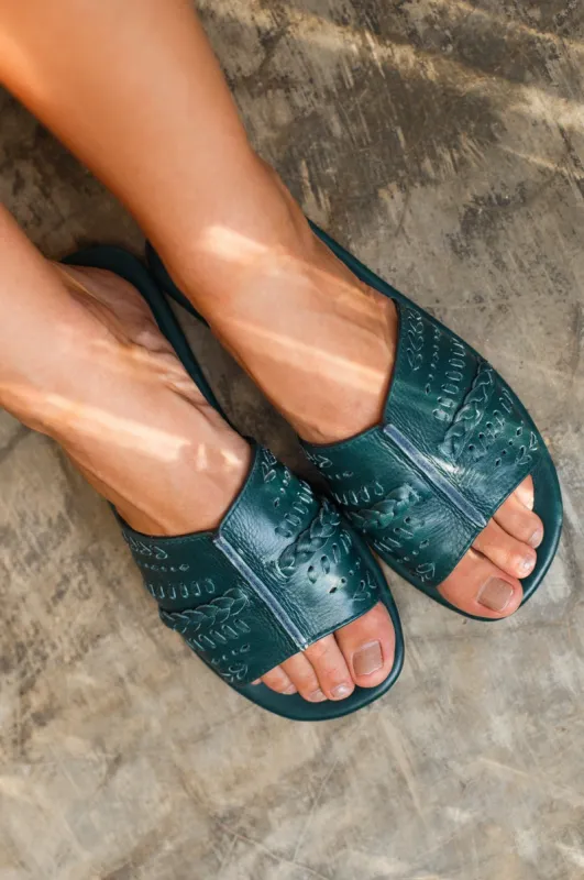 Dolce Vita Slide Shoes in Emerald sold by Ocelot Market