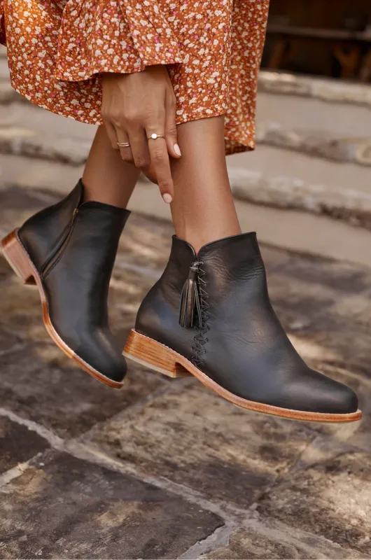 Treasure Leather Ankle Boots in Black sold by Ocelot Market