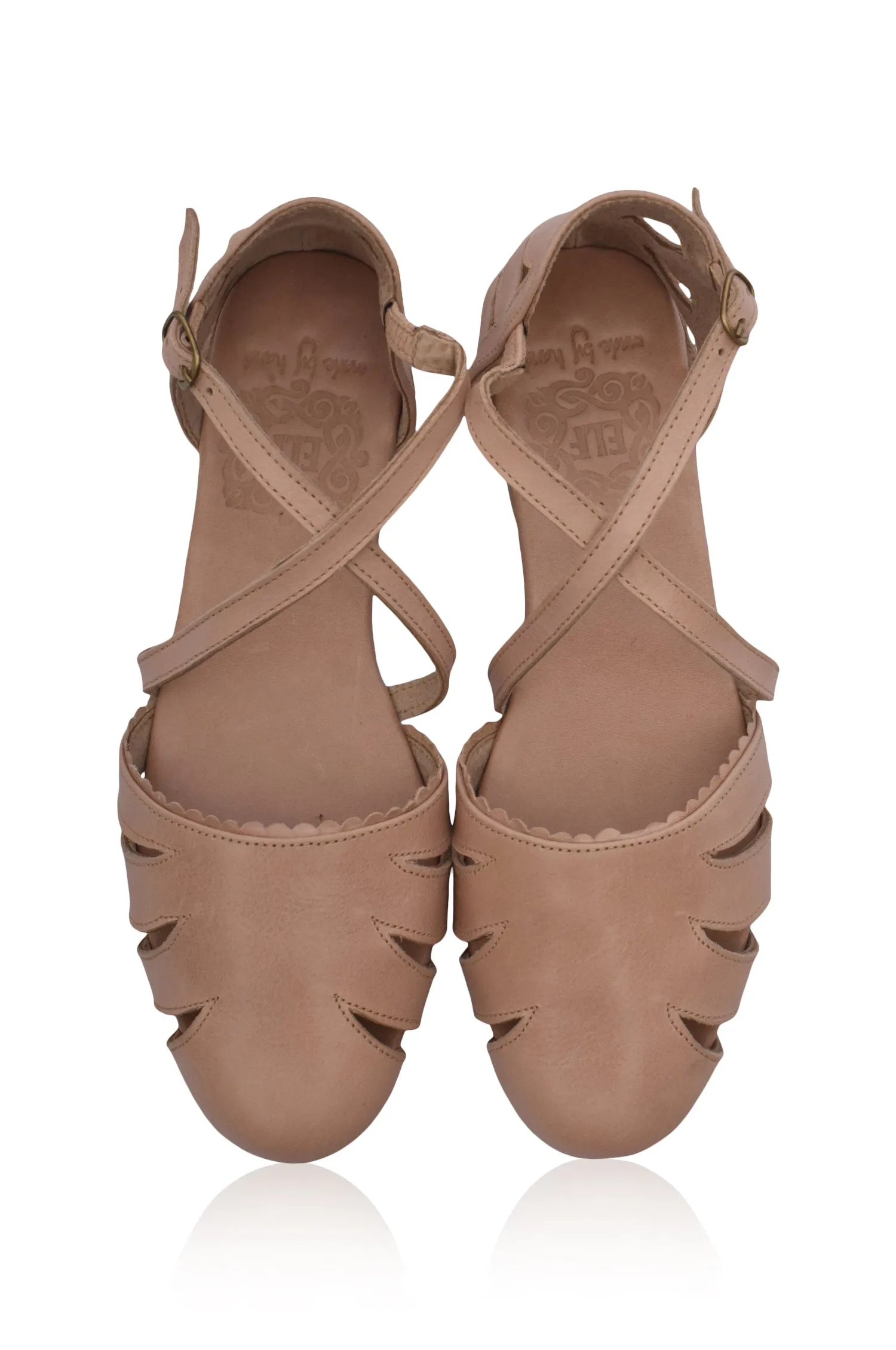Georgia Cut Out Leather Flats in Vintage Beige sold by Ocelot Market product image thumbnail 4