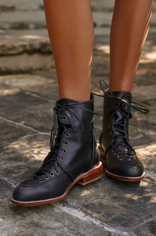 Desert Seeker Combat Leather Boots in Black sold by Ocelot Market