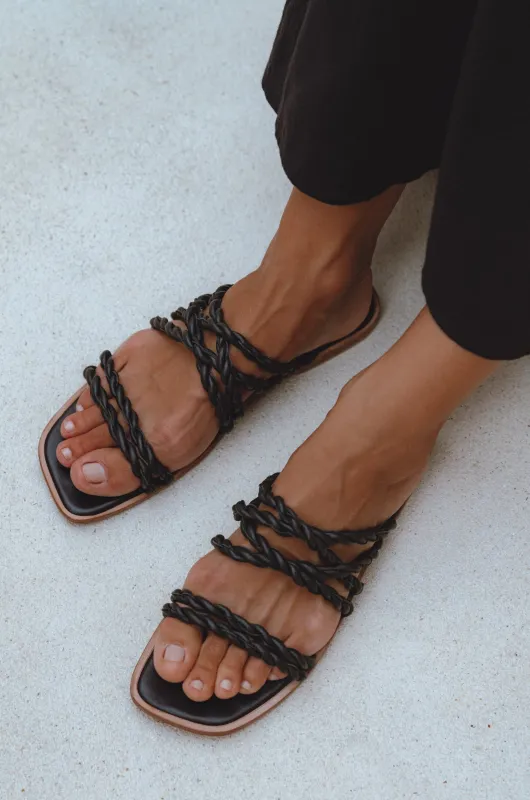 Melasti Woven Leather Slides sold by Ocelot Market