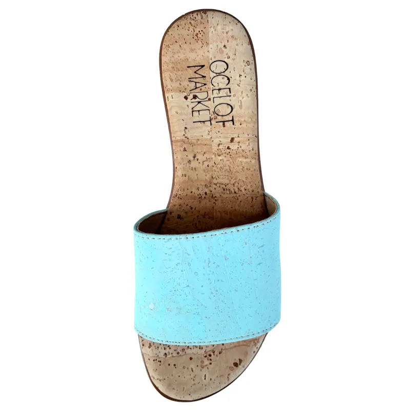 Women's Cork Sandal (Aqua) made by Ocelot Market