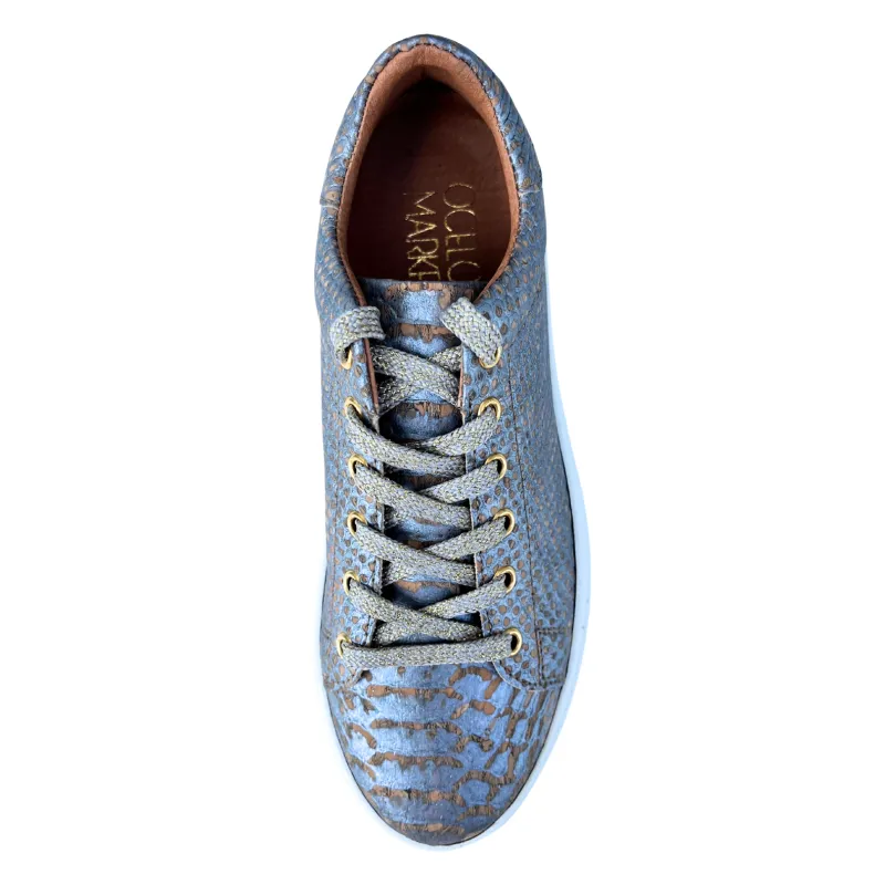 Women's Cork Piton Sneaker in Silver sold by Ocelot Market