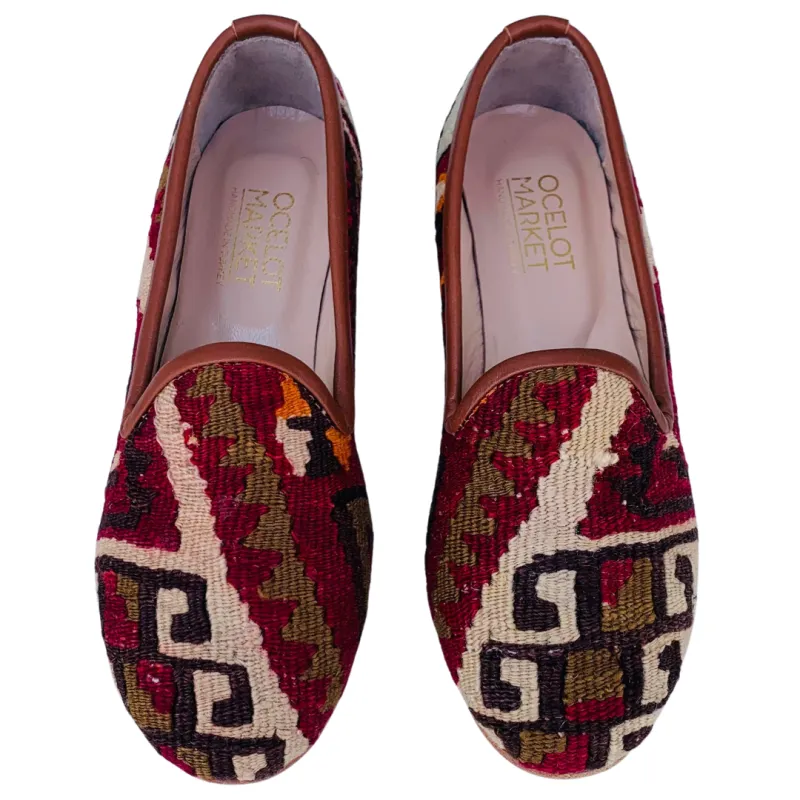 Women's Turkish Kilim Loafers | Brown Pattern 6 US/37 EU made by Ocelot Market