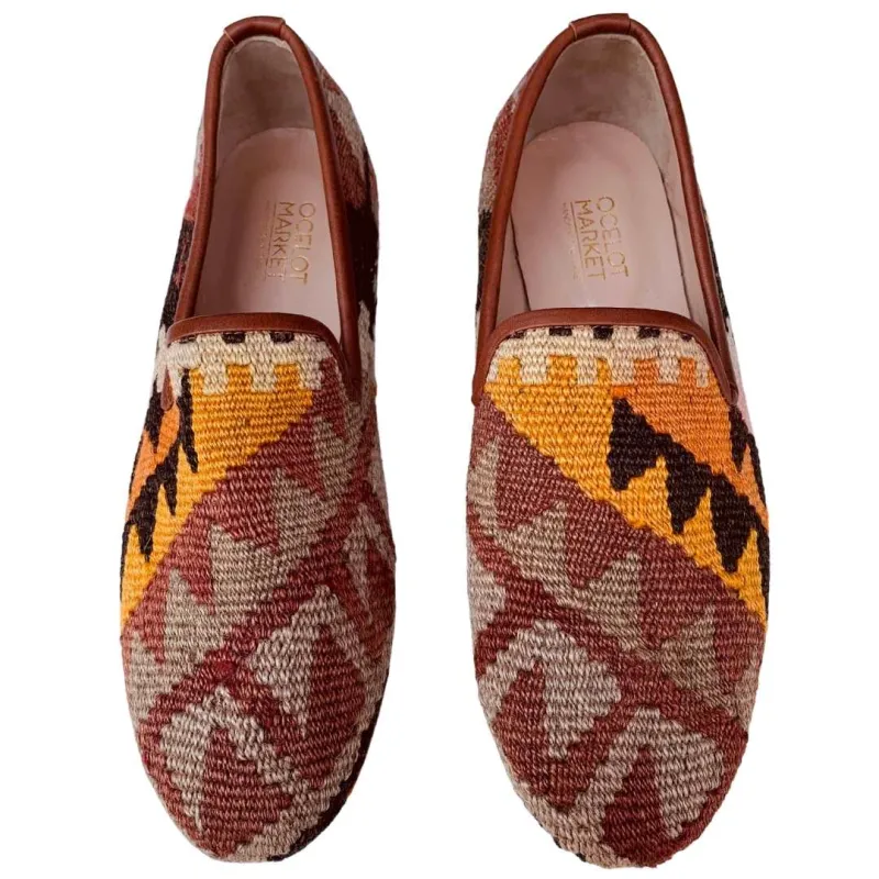 Men's Turkish Kilim Loafers | Browns, Orange 13 US/46 EU sold by Ocelot Market