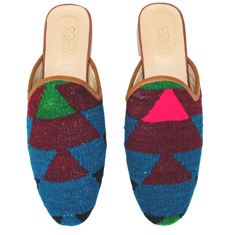 Men's Turkish Kilim Mule - Blue, Maroon, Pink, Green 14 US/47 EU sold by Ocelot Market