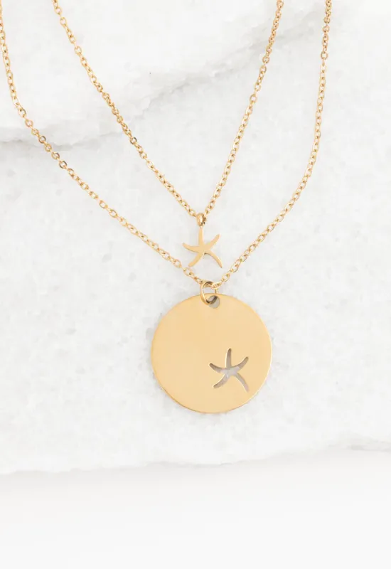 Community Gold Starfish Pendant Necklace Set sold by Ocelot Market