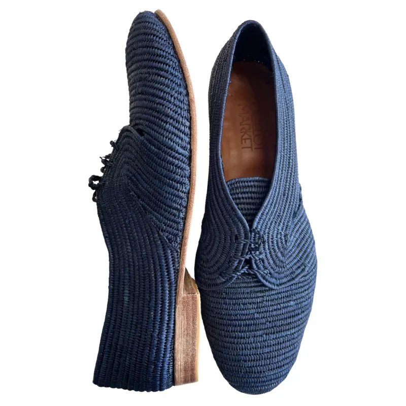 Men's Raffia Oxford (Navy) made by Ocelot Market