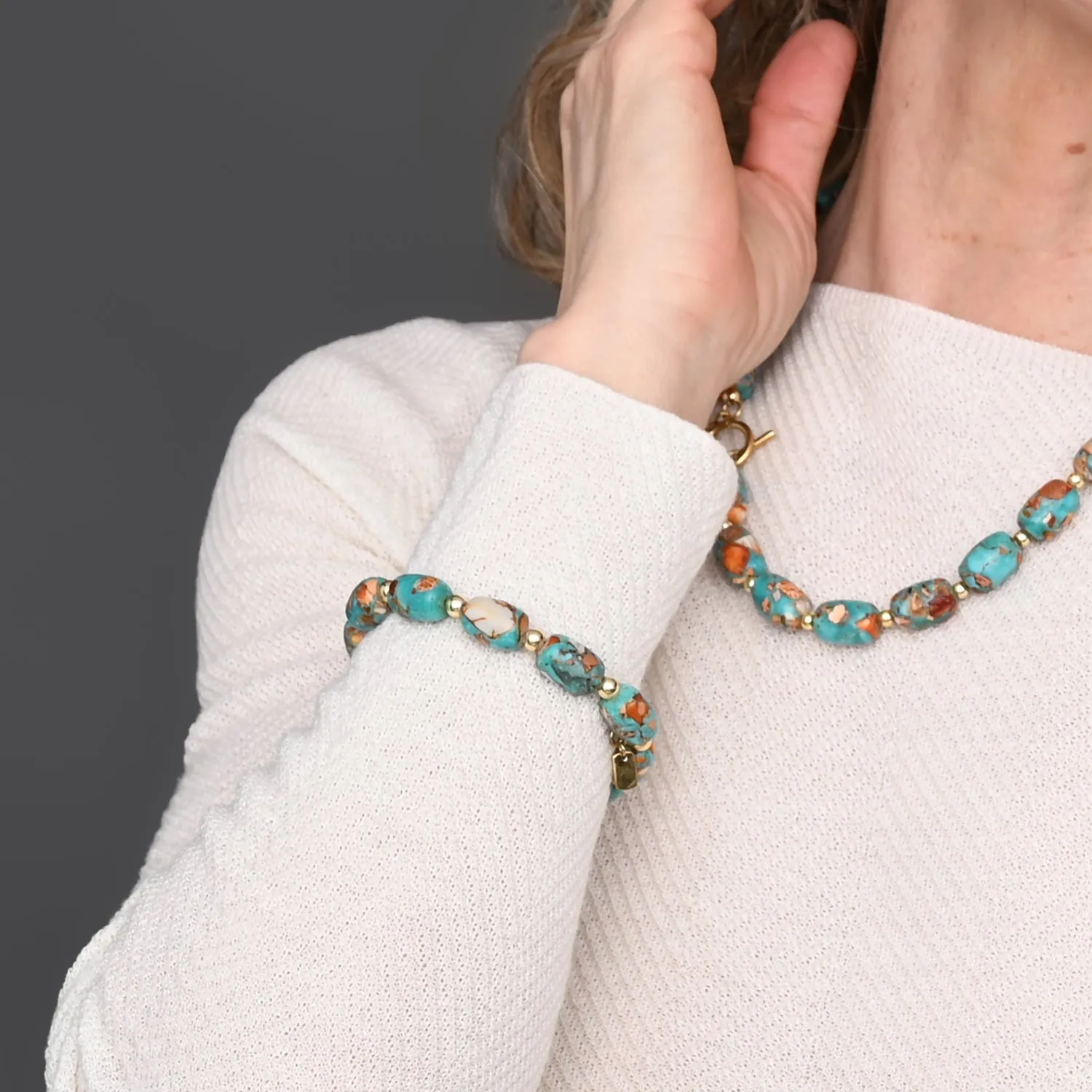 Sierra Bloom Turquoise Emperor Stone Beaded Bracelet sold by Ocelot Market product image thumbnail 2