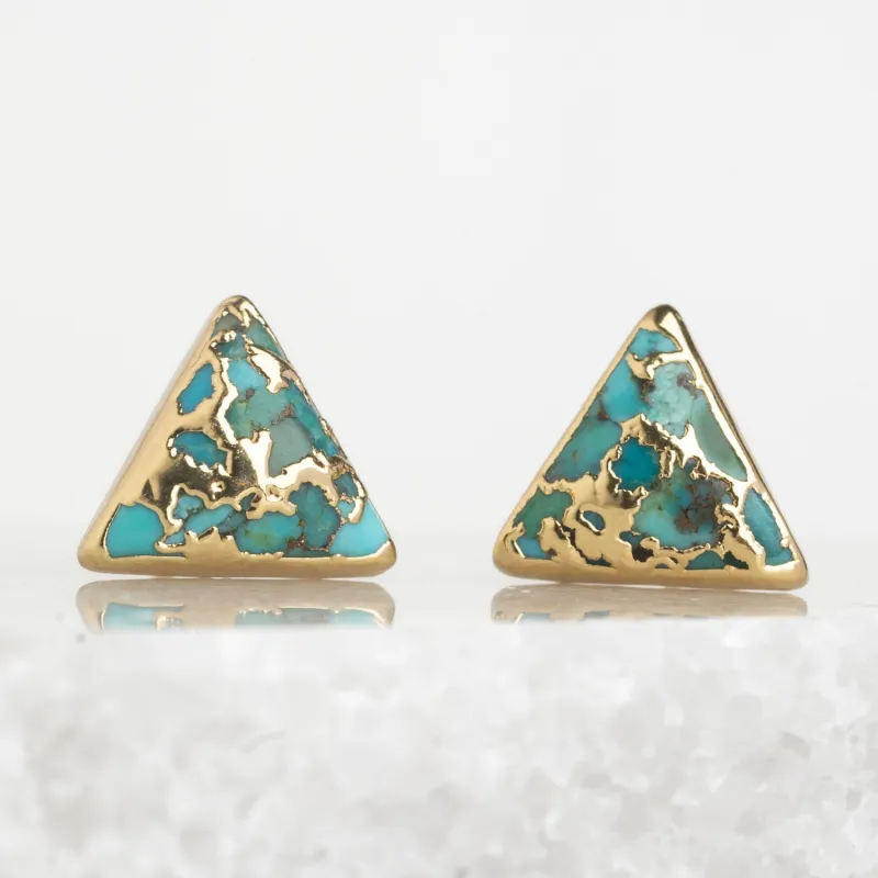 Ellie Triangle Turquoise Studs made by Starfish Project