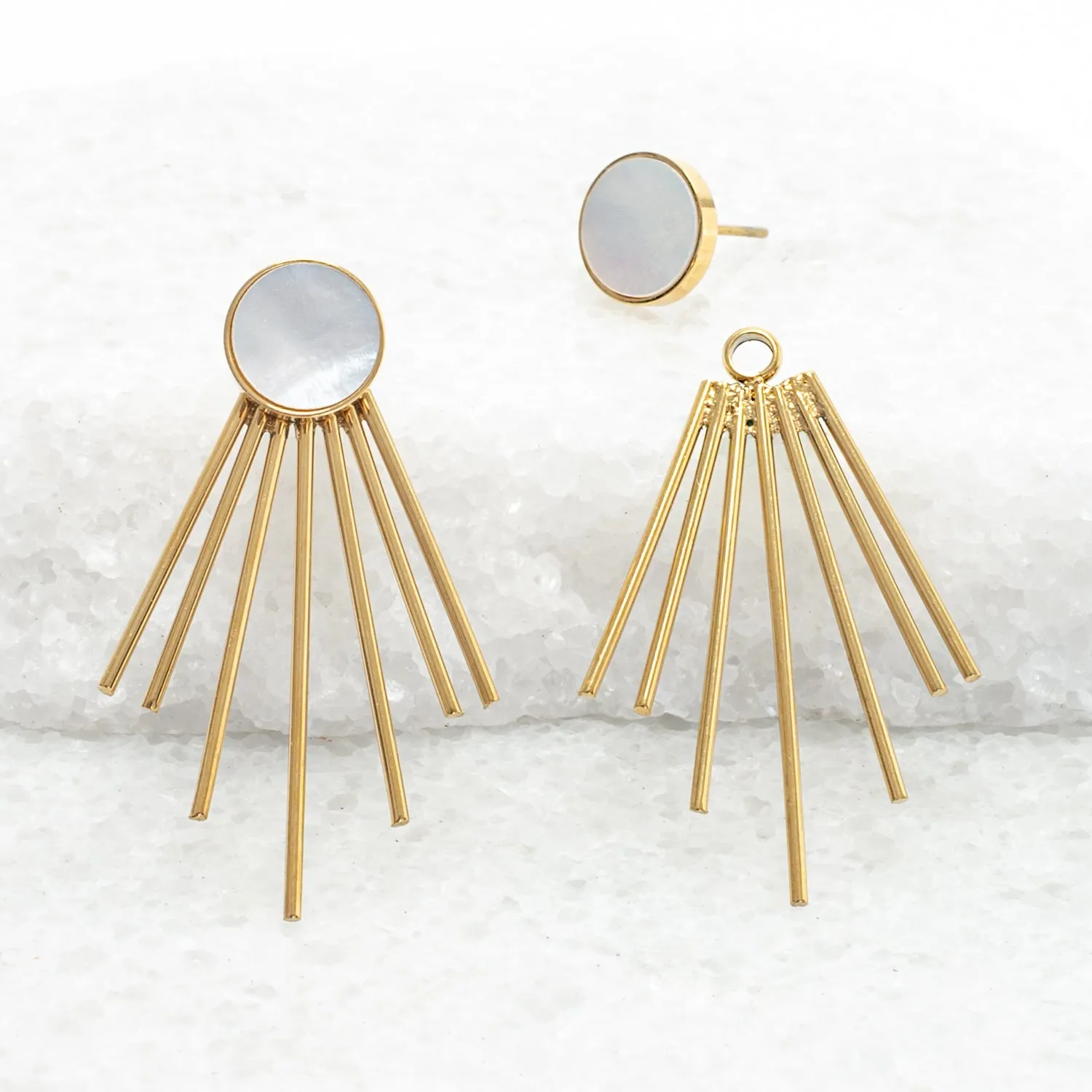 Caroline Mother of Pearl Stud & Fringe Earrings sold by Ocelot Market