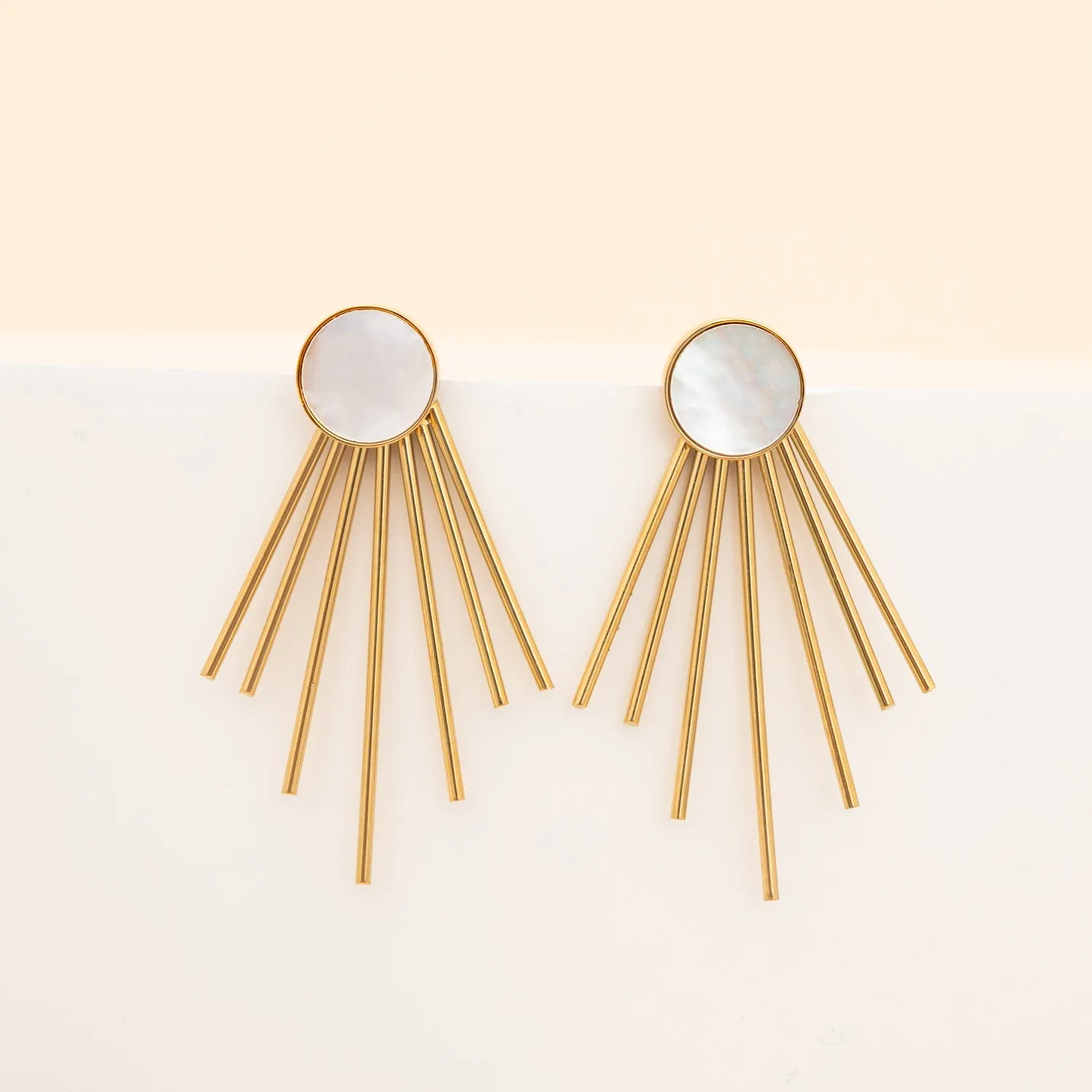 Caroline Mother of Pearl Stud & Fringe Earrings sold by Ocelot Market product image thumbnail 5