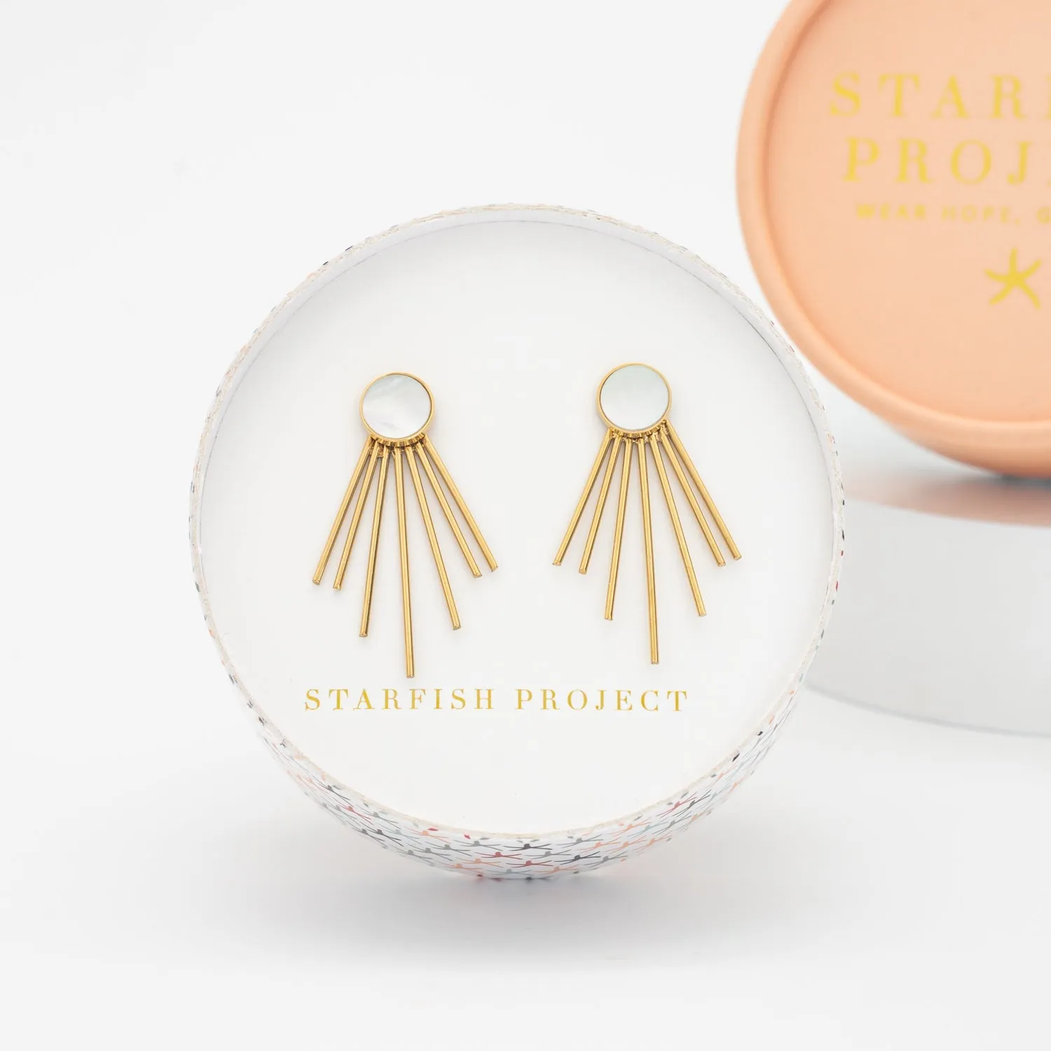 Caroline Mother of Pearl Stud & Fringe Earrings sold by Ocelot Market product image thumbnail 3